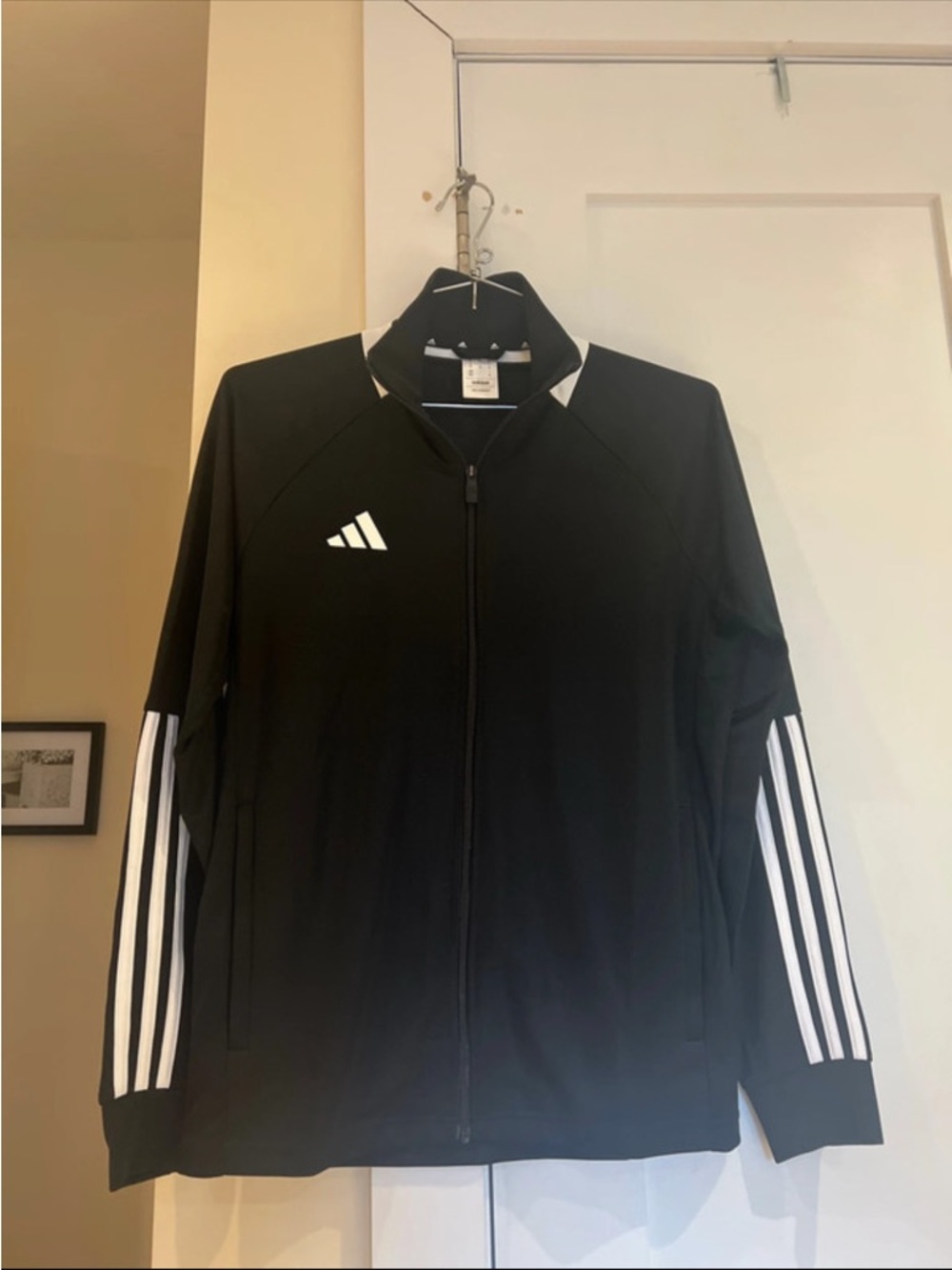 adidas Black Track Jacket with White Stripes